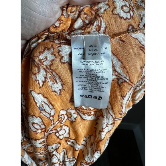 Free People Women's Say the Word Orange White Cropped Long Sleeve Top Size XL - Picture 10 of 10